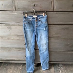 Madewell 10” high rise skinny jean, drop-hem